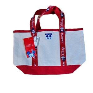 🔥Old Navy Red & Off White Disney Mickey Mouse Canvas Tote Bag. NWT🔥